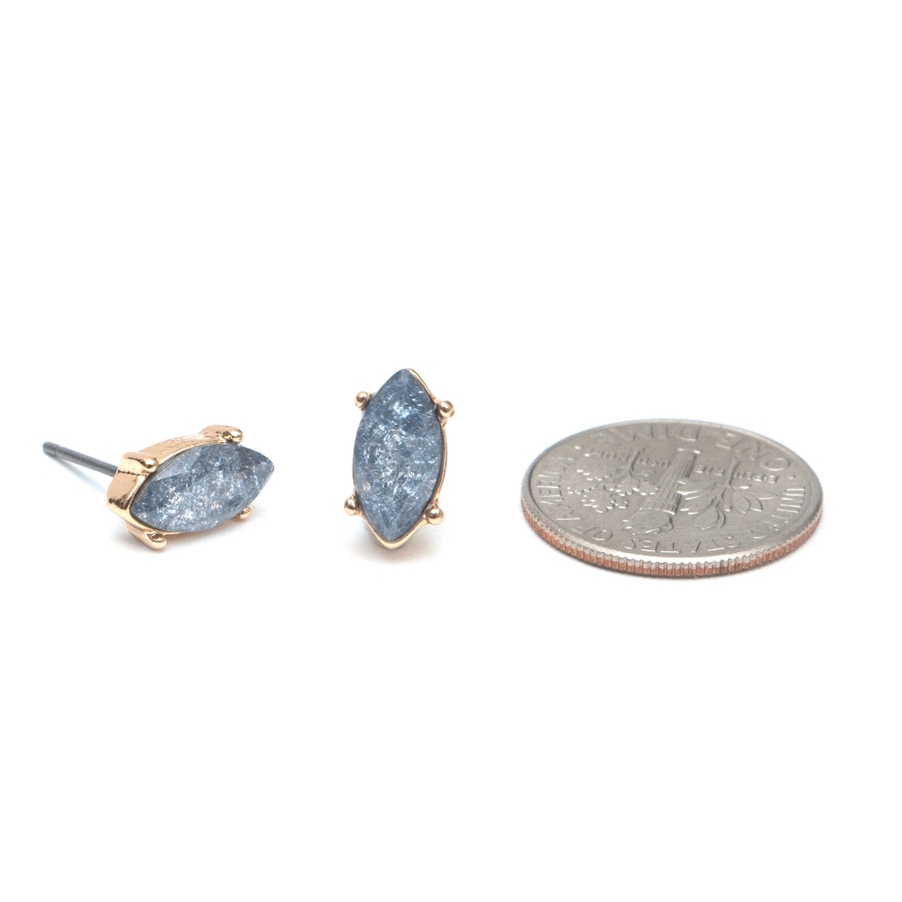 Crystal Blue Stud Earrings - Picture 3 of 5